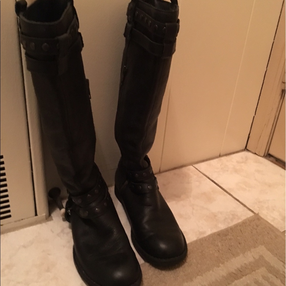 Black leather boots